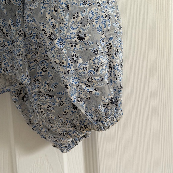 Zara Blue Organza Floral Pattern Button-down Shirt Top Large - Picture 4 of 6